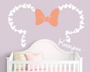 Cute Mouse with Bowknot Customized Name Decal For Nursery